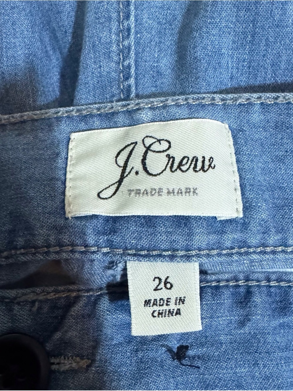 J. Crew Size 26 Blue Chambray Button Front Knee Length Skirt Pockets Cottagecore - Picture 6 of 6